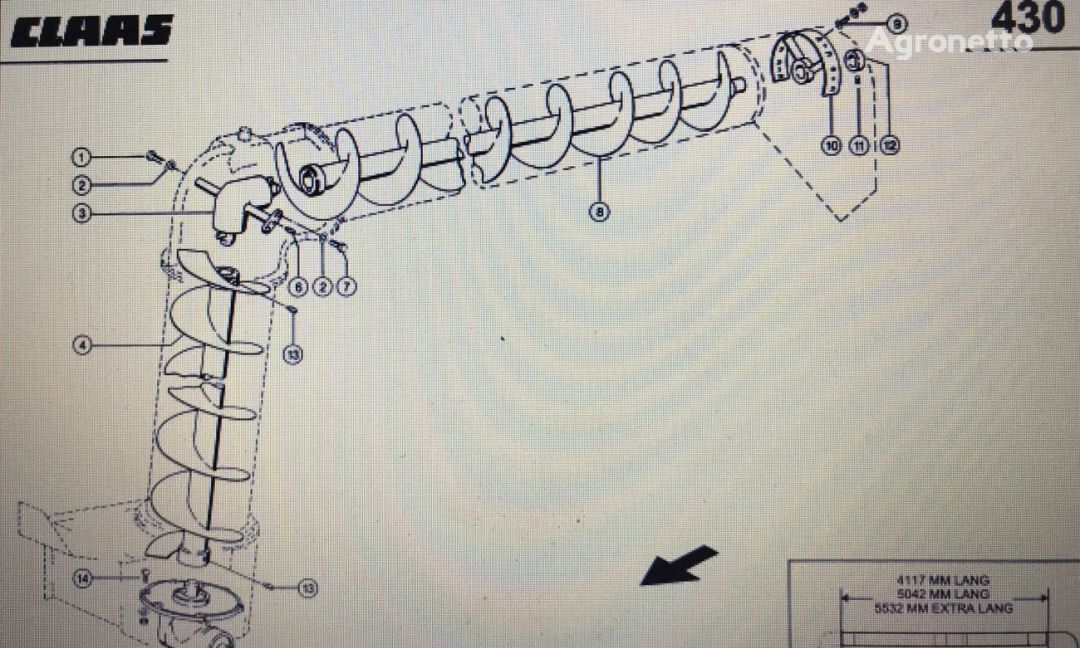 шнек ŻMIJKA/ŚLIMAK RURY ROZŁADOWCZEJ для трактора колесного Claas Lexion
