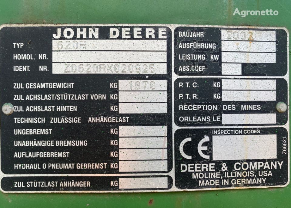 турбокомпрессор двигателя для трактора колесного John Deere 620r